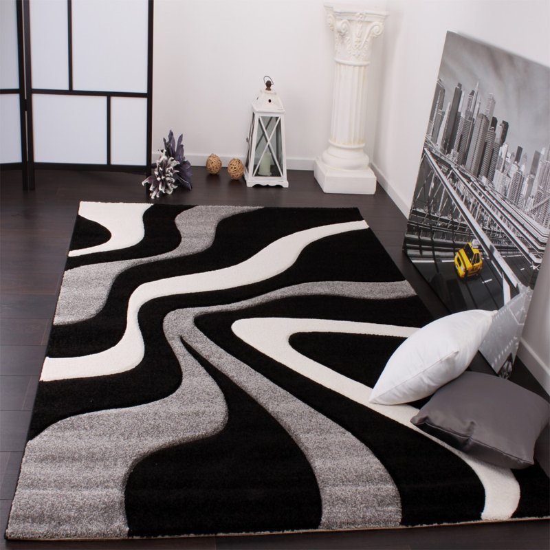 Zipcode Design Kynlee Black/Grey/White Rug & Reviews Wayfair.co.uk